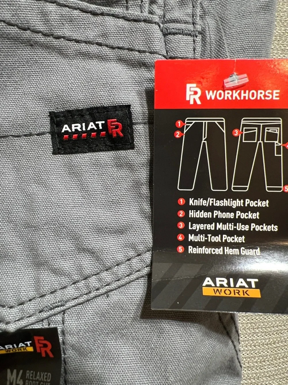 Ariat Work Workhorse FR‎ M4 Relaxed Bootcut Pants - Gray (42x32)
